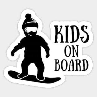 kids on snowboard Sticker